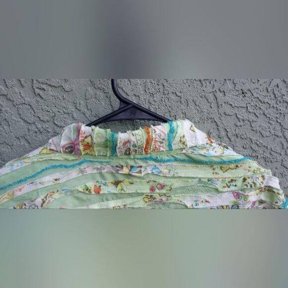 EUC NEW DIRECTION SPORT Green Lightweight Striped Floral Fabric Boho Jacket XL - Picture 2 of 12